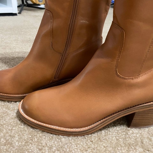 J. Crew Knee-high stacked-heel boots in leather BJ870 brown - Picture 10 of 11